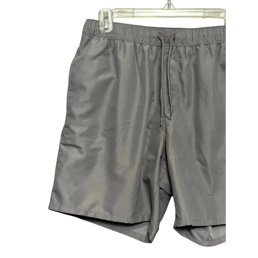 ASOS Swim Trunks Elastic Waistband Quick-Dry Adjustable Drawstring Gray 34 NWT